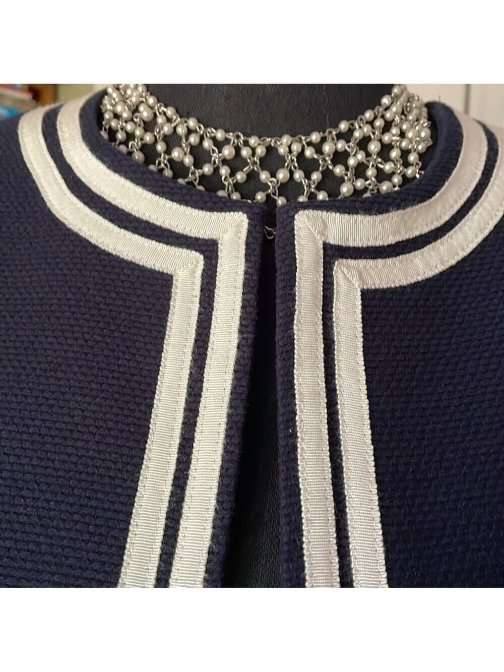 Talbots Blue White Trim Blazer Size 6 Petite - Picture 3 of 16